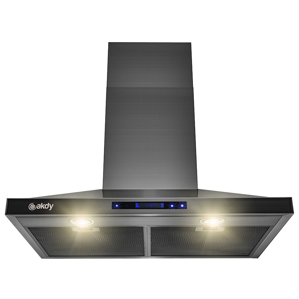 AKDY 30 in. Wall Mount Black Stainless Steel Kitchen Range Hood with Range Hood 30 Stainless Steel