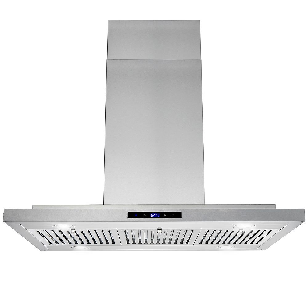 AKDY 36 in. Kitchen Island Mount Range Hood in brushed Stainless Steel