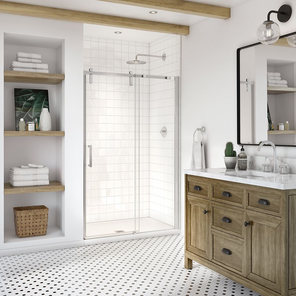MAAX Outback 43 46.5W x 70.5H Frameless Sliding Shower Door in Chrome