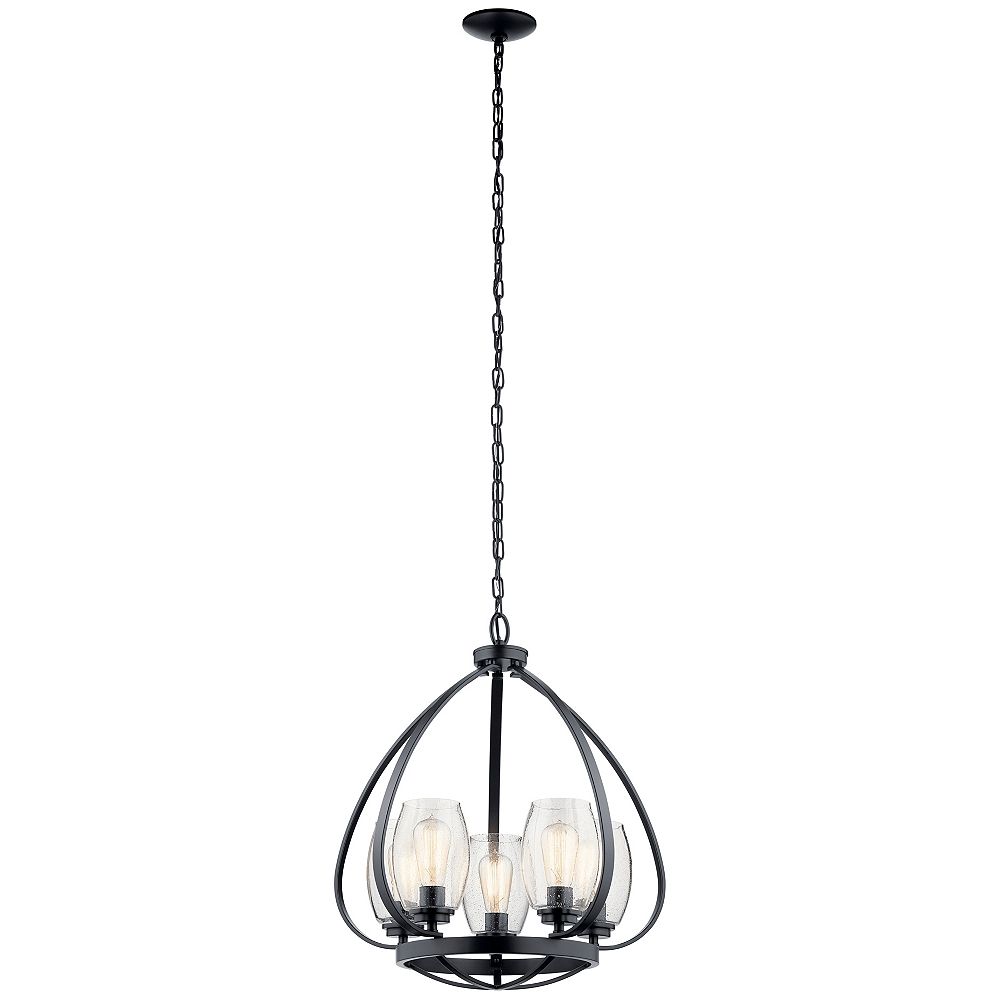 Kichler Tuscany 5 Light Black Chandelier With Clear Seeded Glass Shade The Home Depot Canada