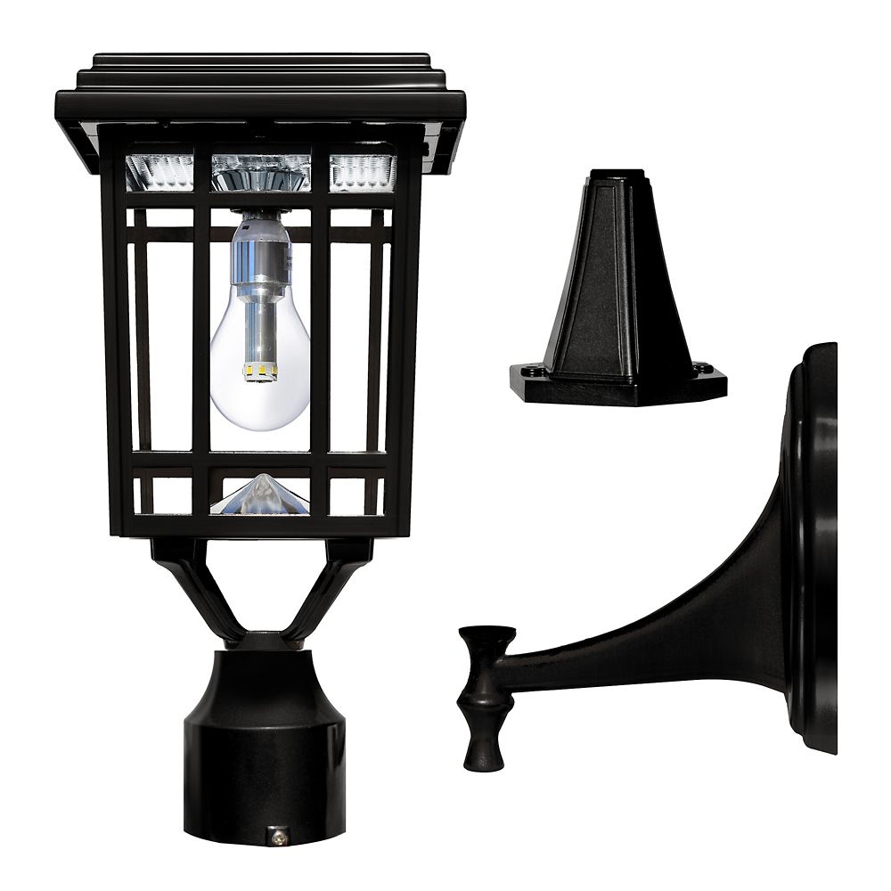 Gama Sonic Prairie Bulb 1-Light Outdoor Weathered Black Solar Post ...