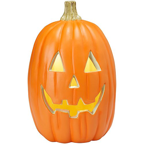 16-inch Lighted Pumpkin Halloween Decoration with White Teeth