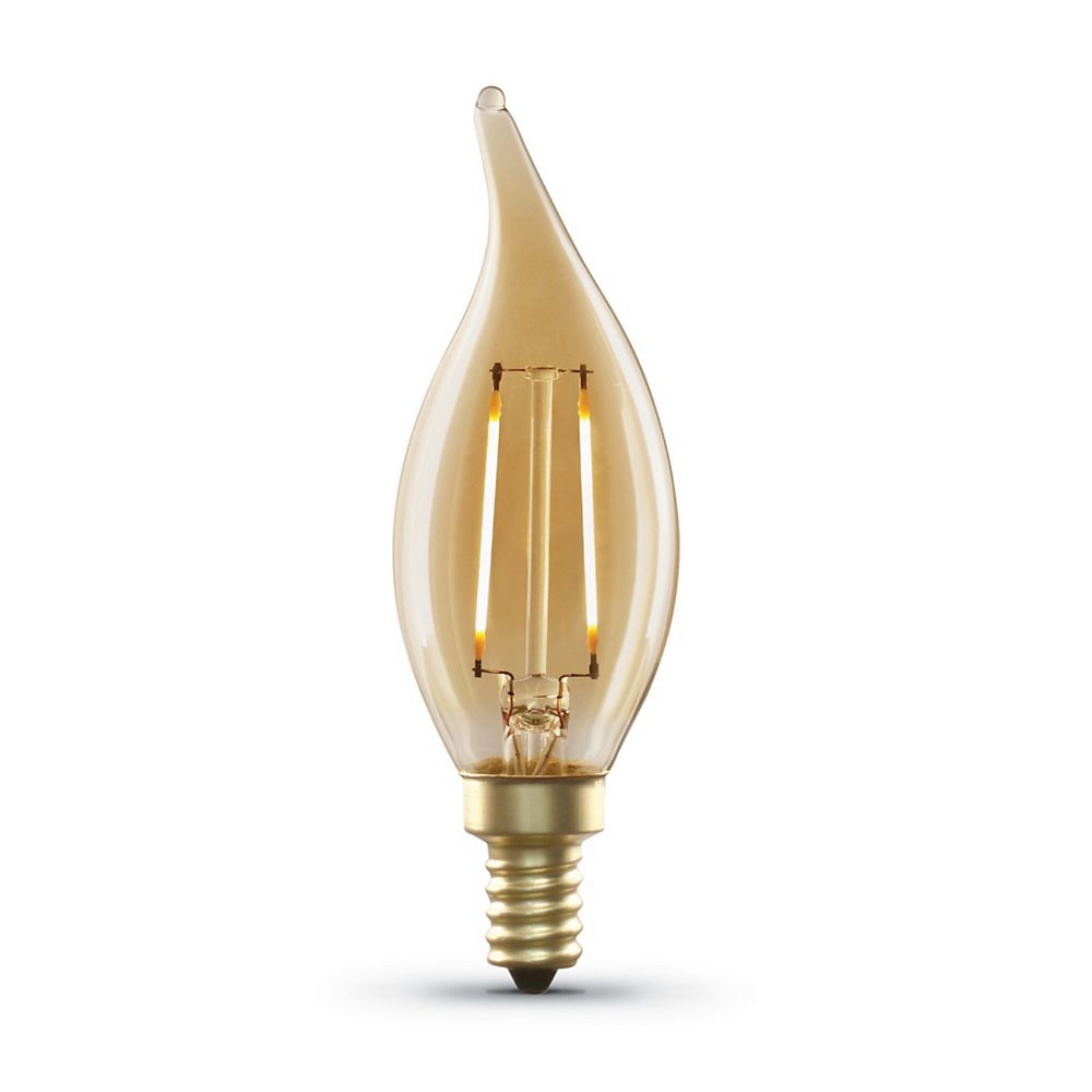 Feit Electric 40w Equivalent Ca10 Candelabra Dimmable Filament Amber Glass Vintage Led Lig 3656