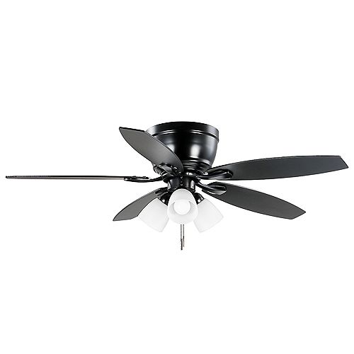 Sidlow 52-inch Integrated LED Hugger Ceiling Fan in Matte Black