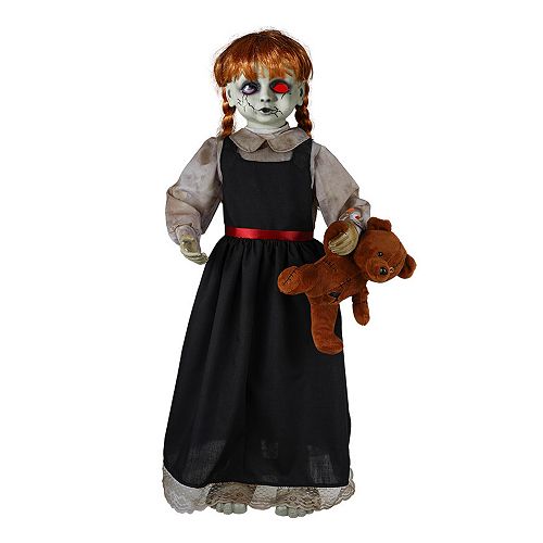 3 ft. Animated LED-Lit Zombie Girl with Bear Halloween Decoration