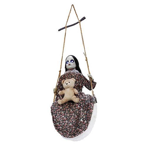 4.5 ft. Animated LED-Lit Swinging Doll Halloween Decoration