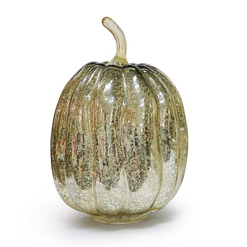 10-inch Lighted Gold Mercury Glass Pumpkin Decoration