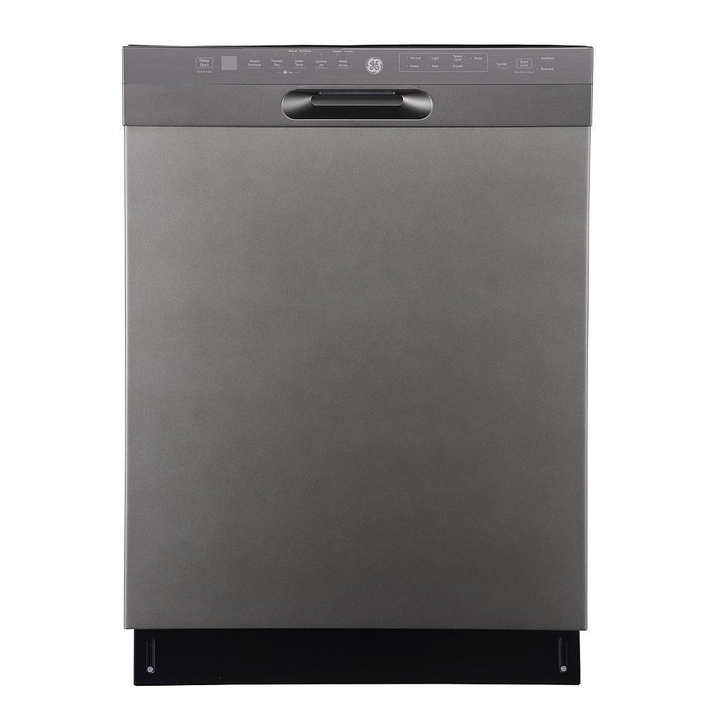 GE 24inch BuiltIn Front Control Dishwasher in Slate with Stainless