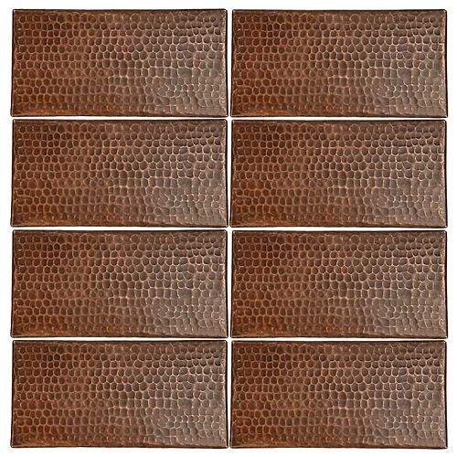 4-inch x 8-inch Hammered Copper Decorative Wall Tile in Oil Rubbed Bronze (Quantity 8)