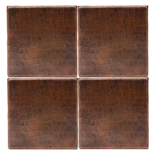 4-inch x 4-inch Hammered Copper Decorative Wall Tile in Oil Rubbed Bronze (Quantity 4)