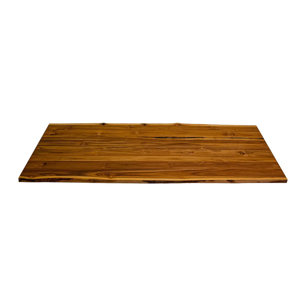 INTERBUILD 79 x 31.5 x 1.2 inch Teak Countertop, Live Edge 2 Sides