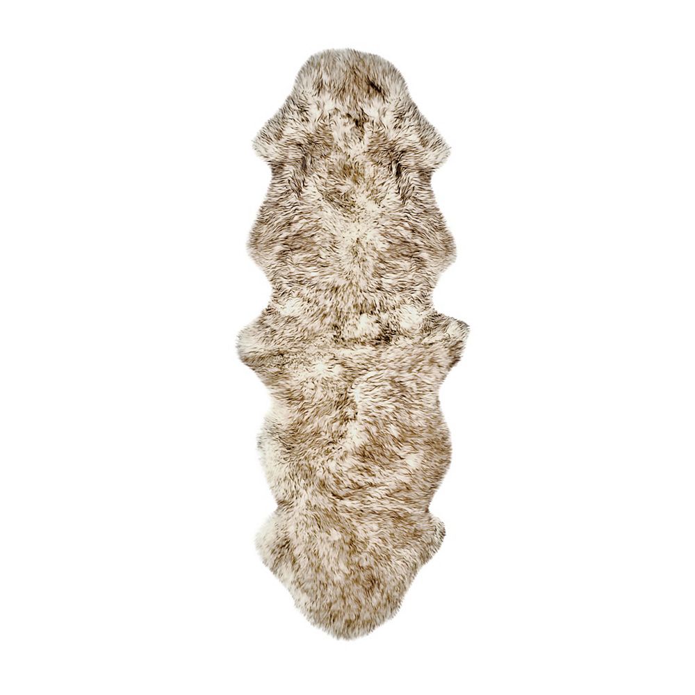 Natural NEW ZEALAND DOUBLE SHEEPSKIN RUG 2' X 6' GRADIENT CHOCOLATE