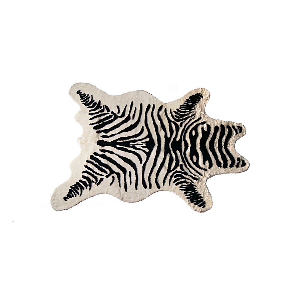 Tapis Décoration Zèbre Fausse Peau De Vache - 4x5 Pieds (120x150cm), Polyester, Pour Salon, Chambre