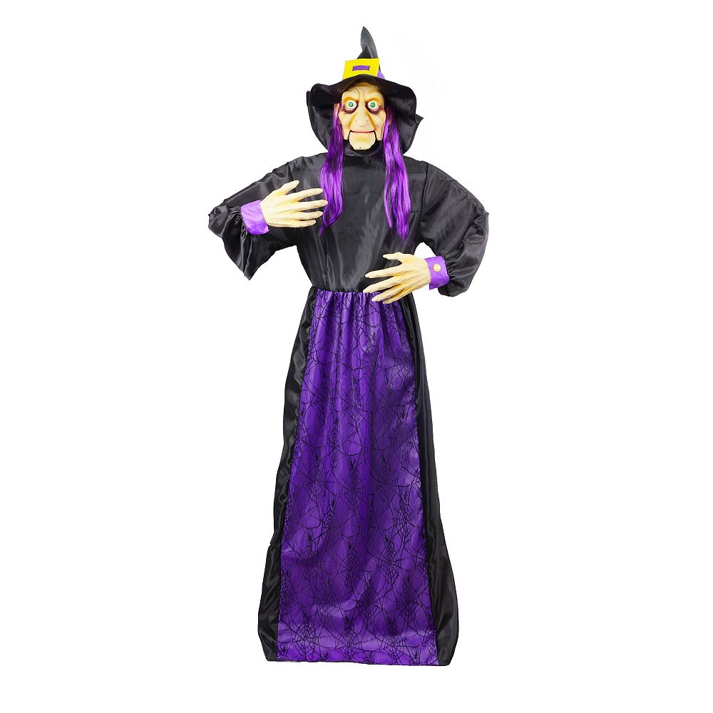 Home Accents Holiday 5.5 ft. Animated LED-Lit Witch Halloween Decoration