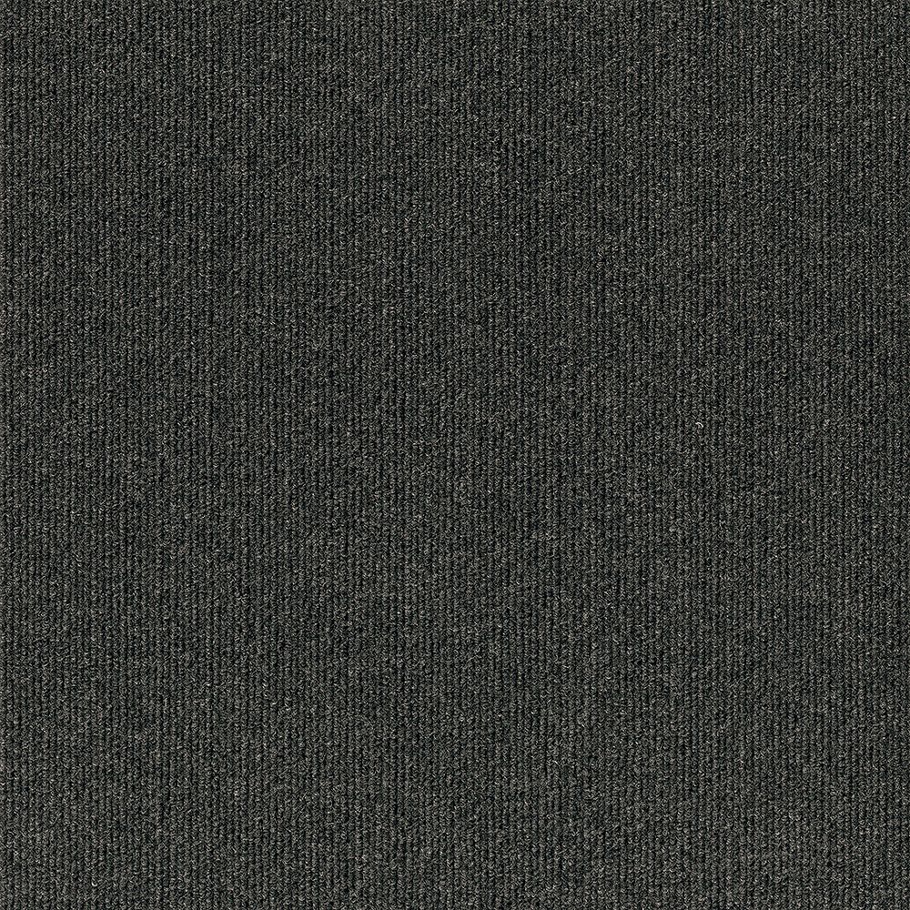 Foss Floors Rib N09 Black Ice 18 Inch X, Black Carpet Tiles