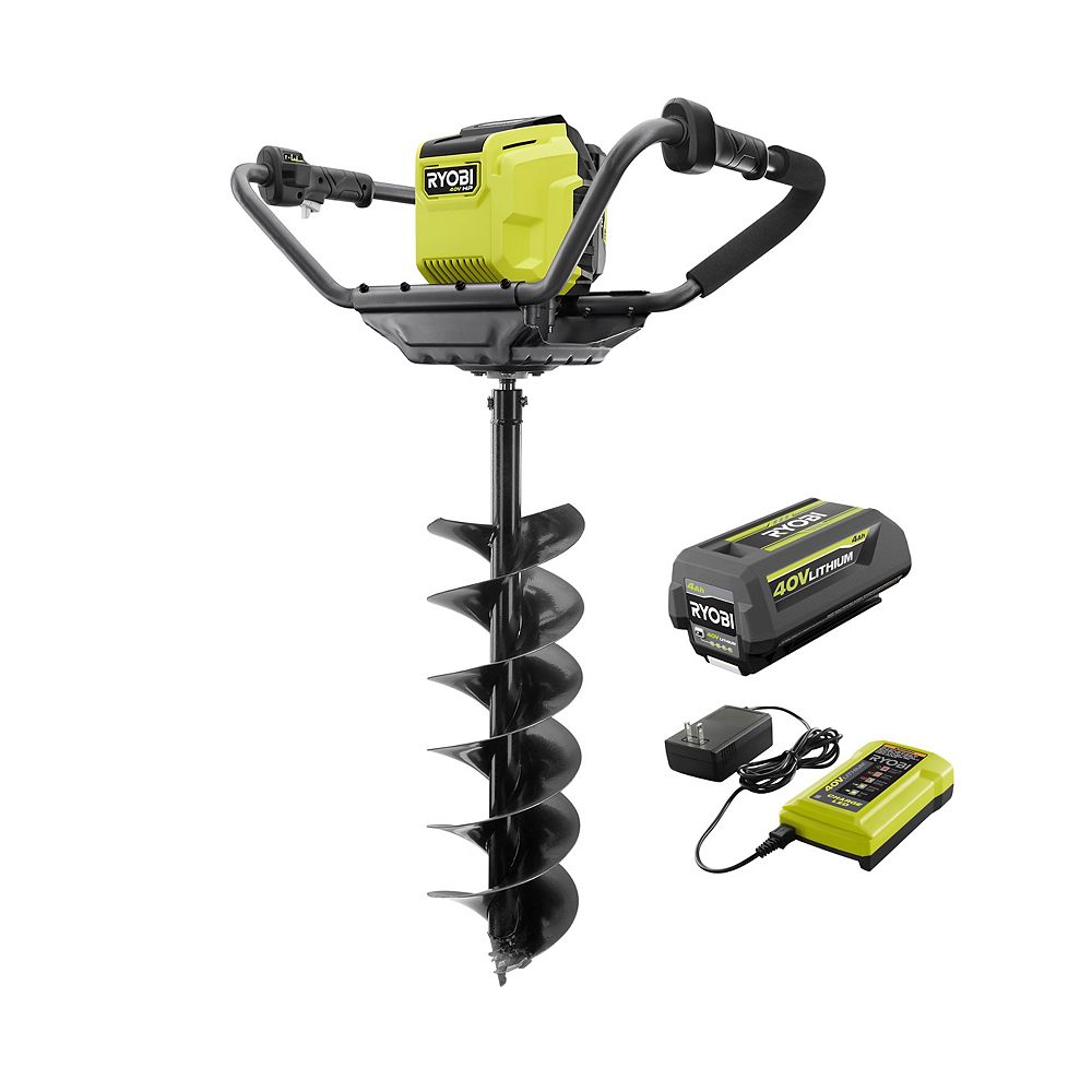 Ryobi 40v Hp Brushless Cordless Earth Auger With 8 Inch Bit 4 0ah