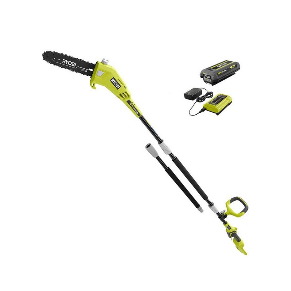 RYOBI 40V LithiumIon Cordless 10inch Pole Saw Kit with 2.0 Ah Battery
