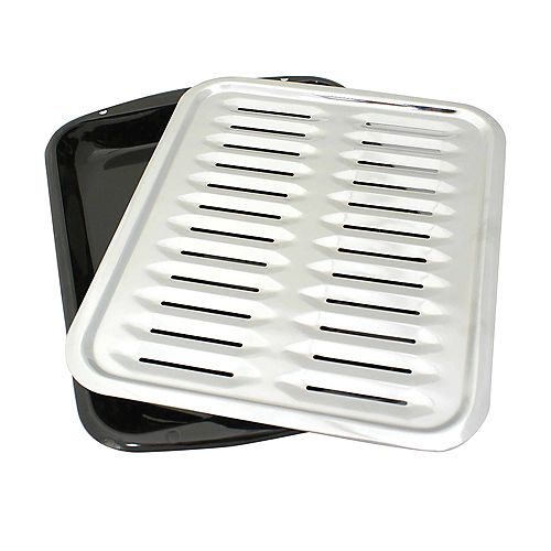 Range Kleen Porcelain Broiler Pan with Chrome Grill 13x16"