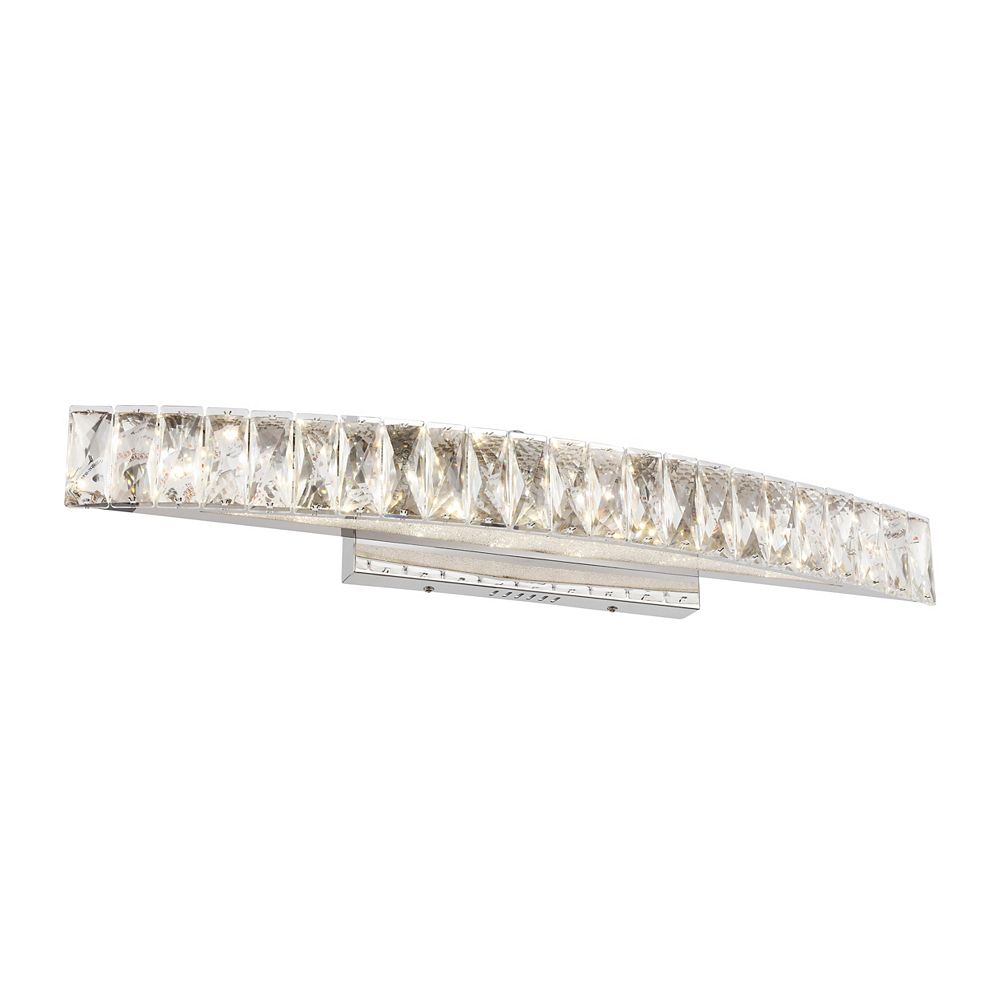 Living Design 28inch Clear Crystal Band Wall Sconce With A Beaded
