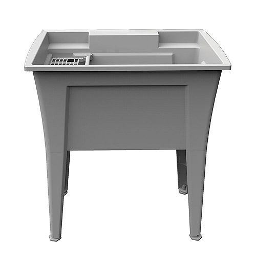 Extra Heavy-Duty 32 inch Granite Laundry Tub with Two Integrated Bottle Holders