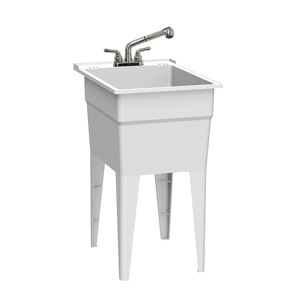 Rugged Tubs White 18 inch Laundry Tub and a cUPC Approved PullOut