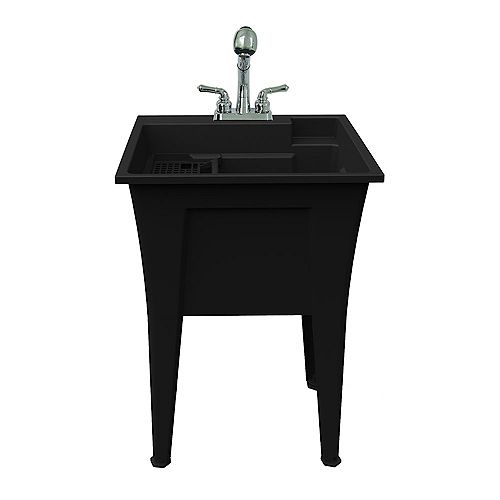 Black 24 inch Laundry Tub and a cUPC Approved Pull-Out Chrome Faucet