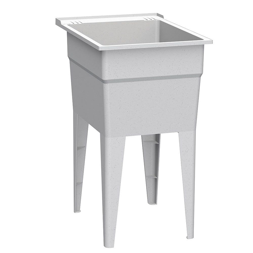Rugged Tubs Narrow 18 in. GraniteGrey Laundry Tub with Two Integrated