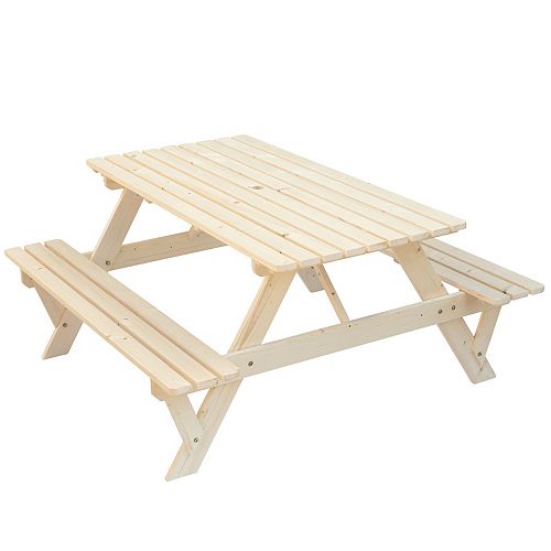 A-Frame Outdoor Patio Deck Garden Picnic Table, Natrual