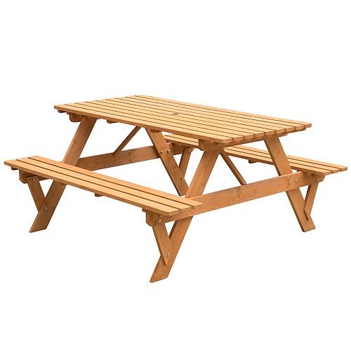 A-Frame Outdoor Patio Deck Garden Picnic Table, Stained