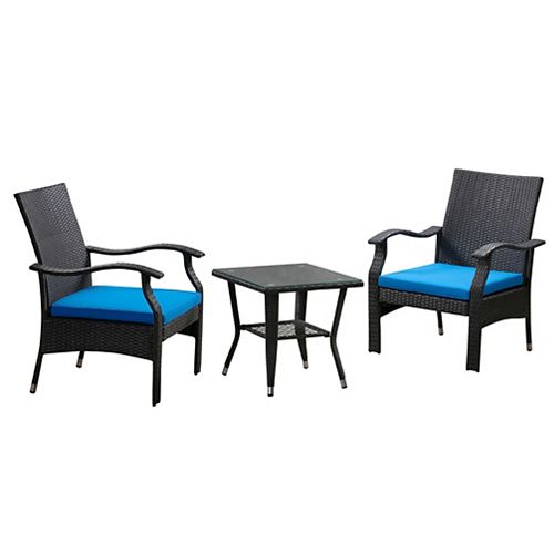 Whylie 3pc Wicker Chat Set, Blue