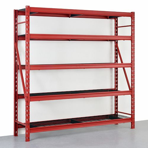 Red 5-Tier Heavy Duty Industrial Welded Steel Garage Shelving Unit (90 in. W x 90 in. H x 24 in.D)