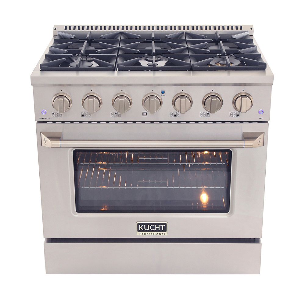 Kucht 36 in. 5.2 cu. ft. Gas Range with Convection Oven in Stainless Steel The Home Depot Canada