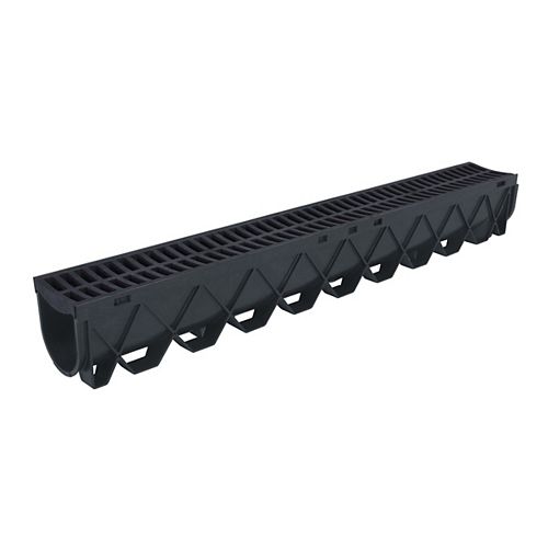 40 in. Storm Drain Deep Channel Drain Series with Black Grate