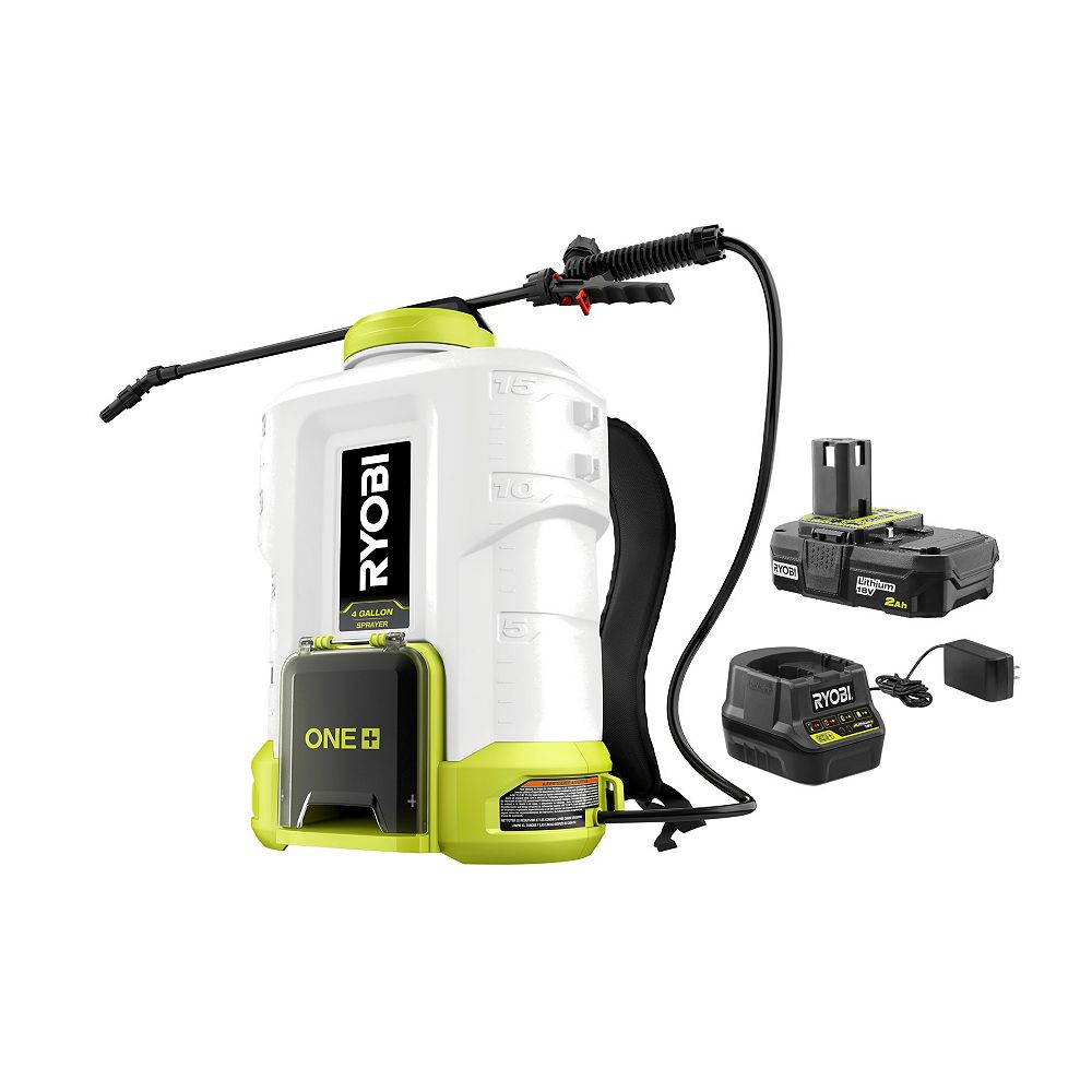 RYOBI 18V ONE+ Lithium-Ion Cordless 4 Gal. Backpack Spayer Kit with 2.0 ...