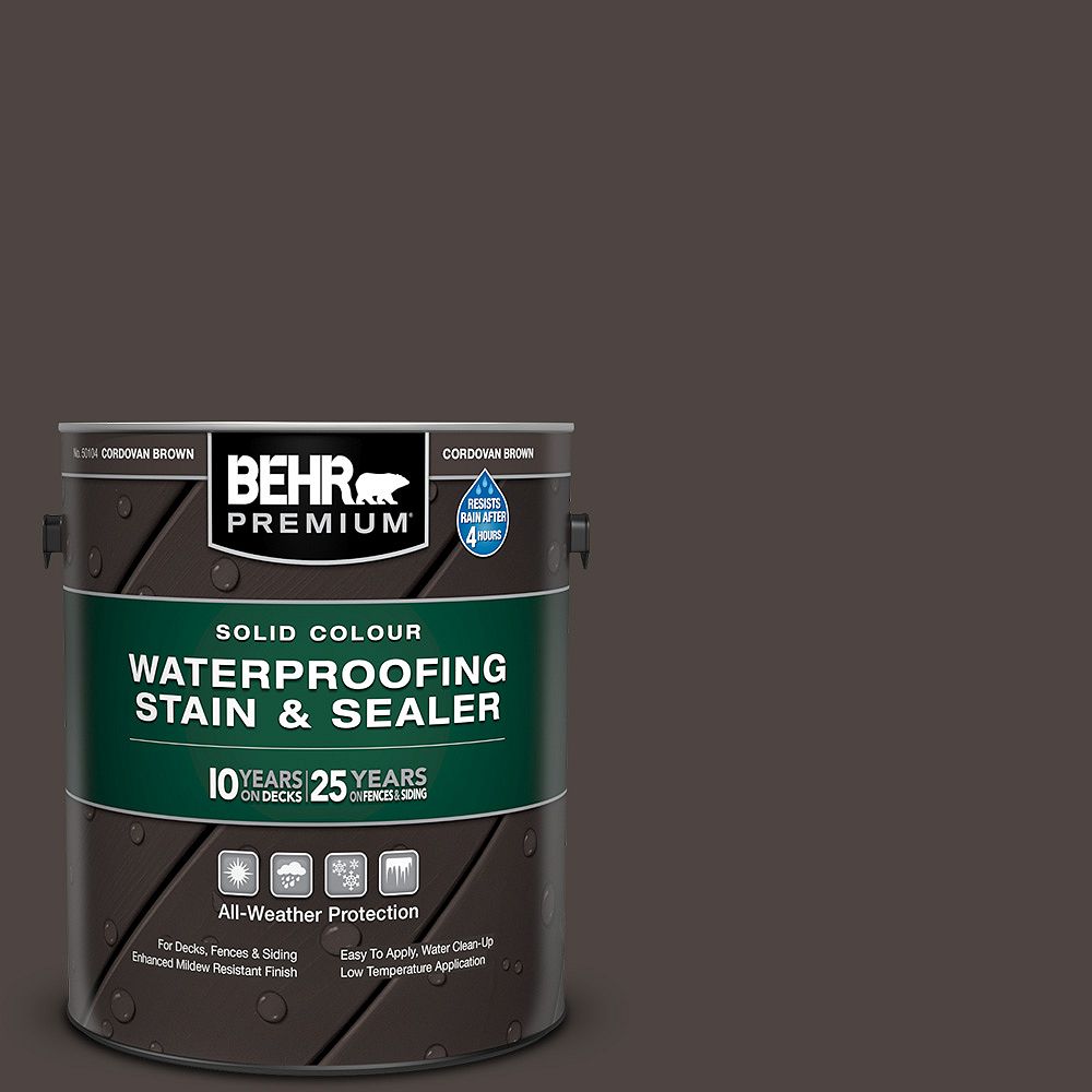 Behr Premium Solid Colour Waterproofing Stain & Sealer Cordovan Brown