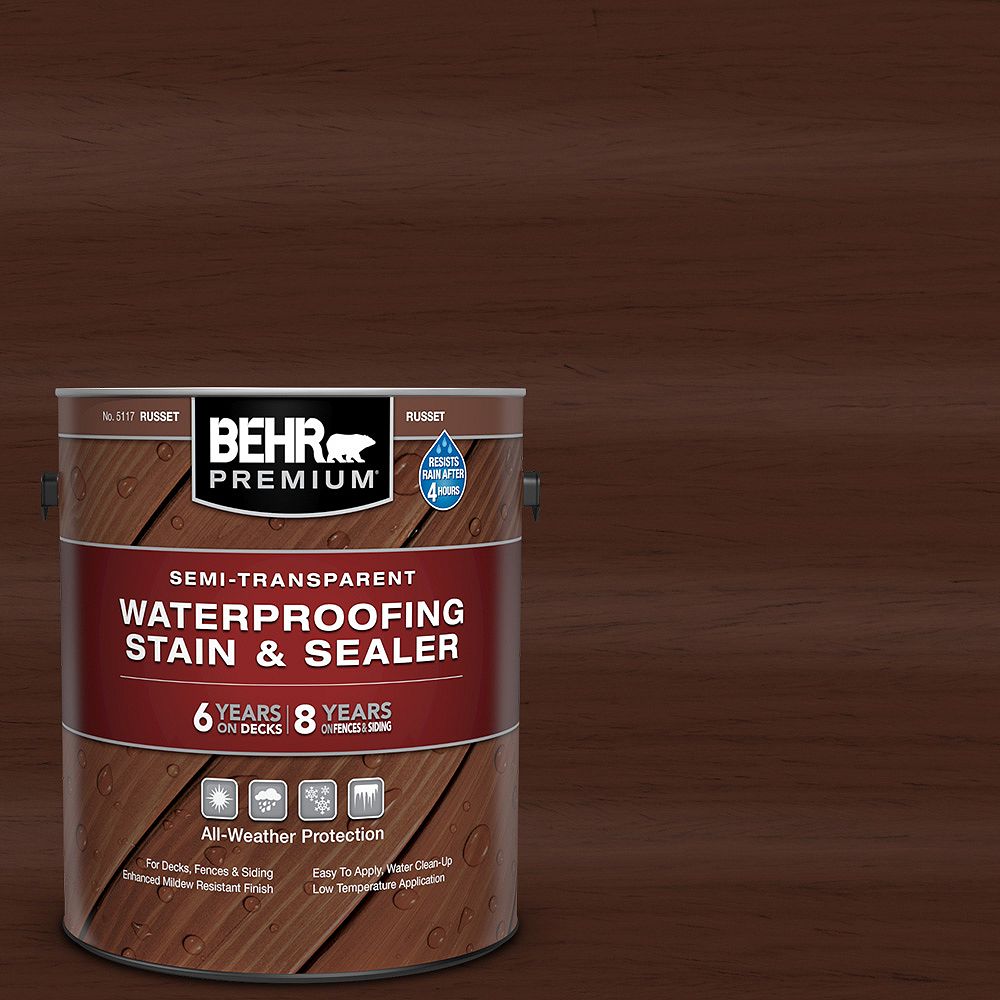 Behr Premium SemiTransparent Waterproofing Stain and Sealer in Russett