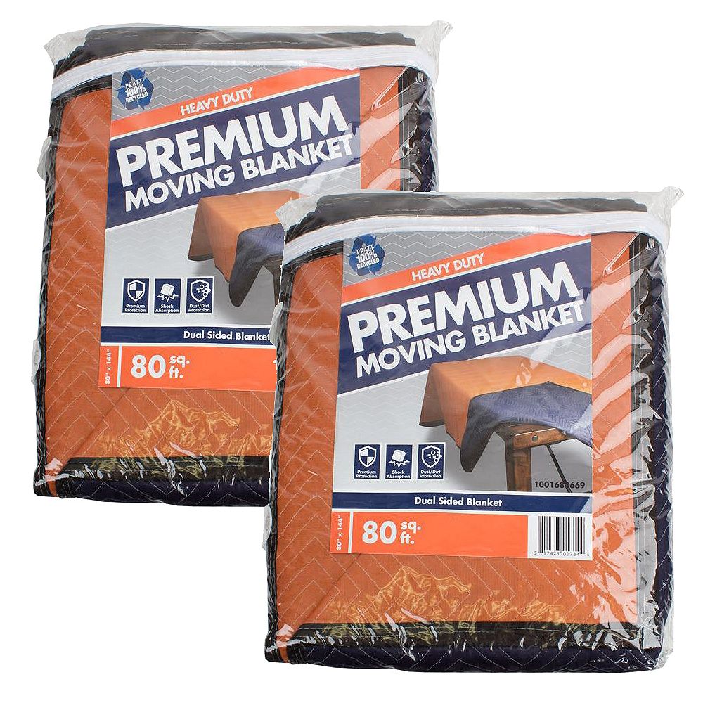 Pratt Retail Specialties 2 Pack 80 In L X 144 In W Extra Large Premium Moving Blanket The Home Depot Canada