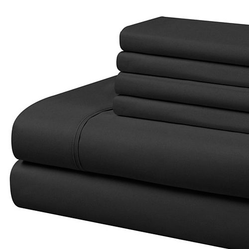 4 Piece Microfiber Sheet Set Black Queen