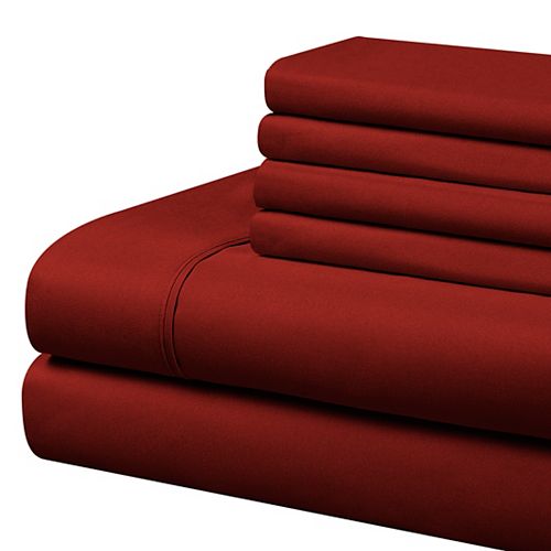 4 Piece Microfiber Sheet Set Burgundy Twin