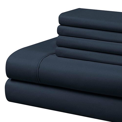 4 Piece Microfiber Sheet Set Navy Queen