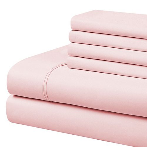 4 Piece Microfiber Sheet Set Rose Blush Queen