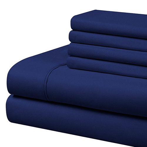 4 Piece Microfiber Sheet Set Royal Blue King