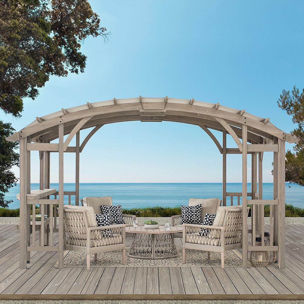 Sunjoy Bellucci 10 ft. x 14 ft. Cedar Framed Arched Pergola The Home