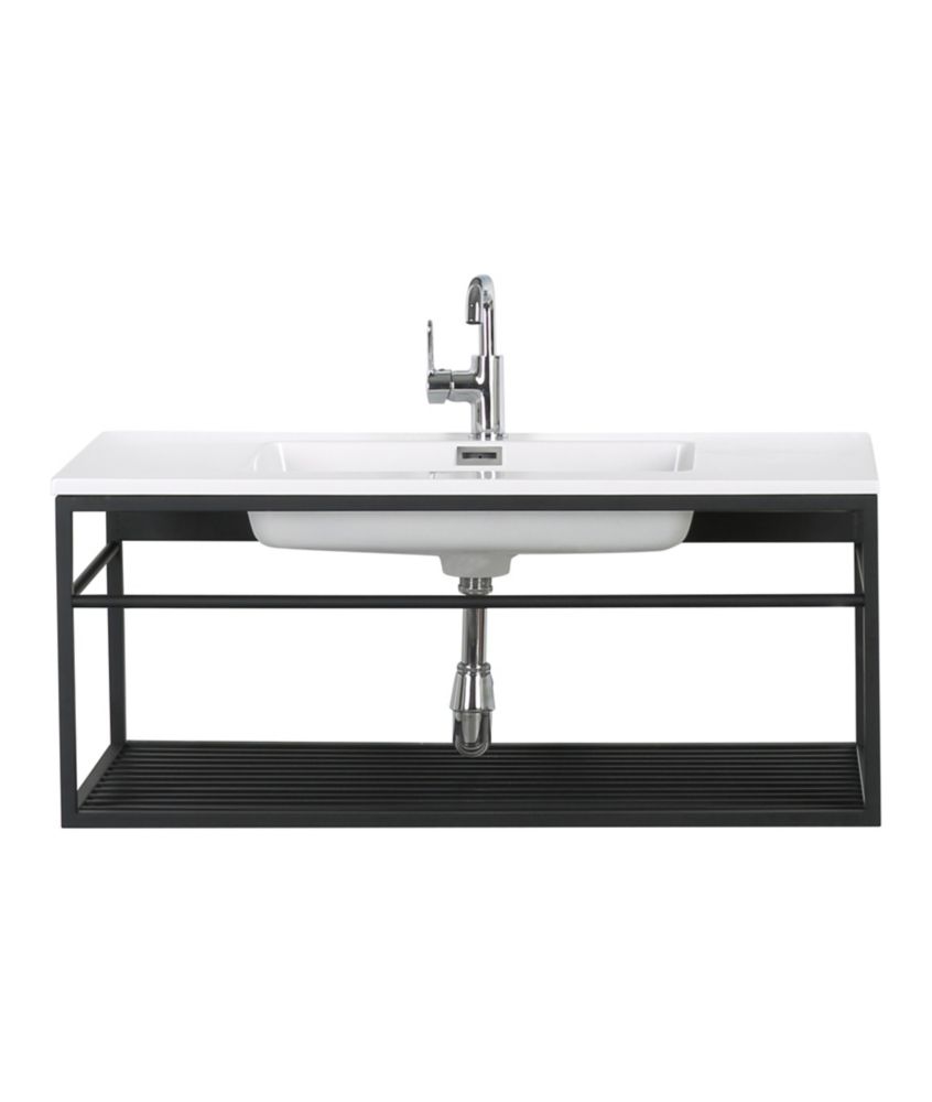 Streamline 40inch W K1940161 Wall Mount Vanity With Solid Surface Resin Vanity Top in Wh