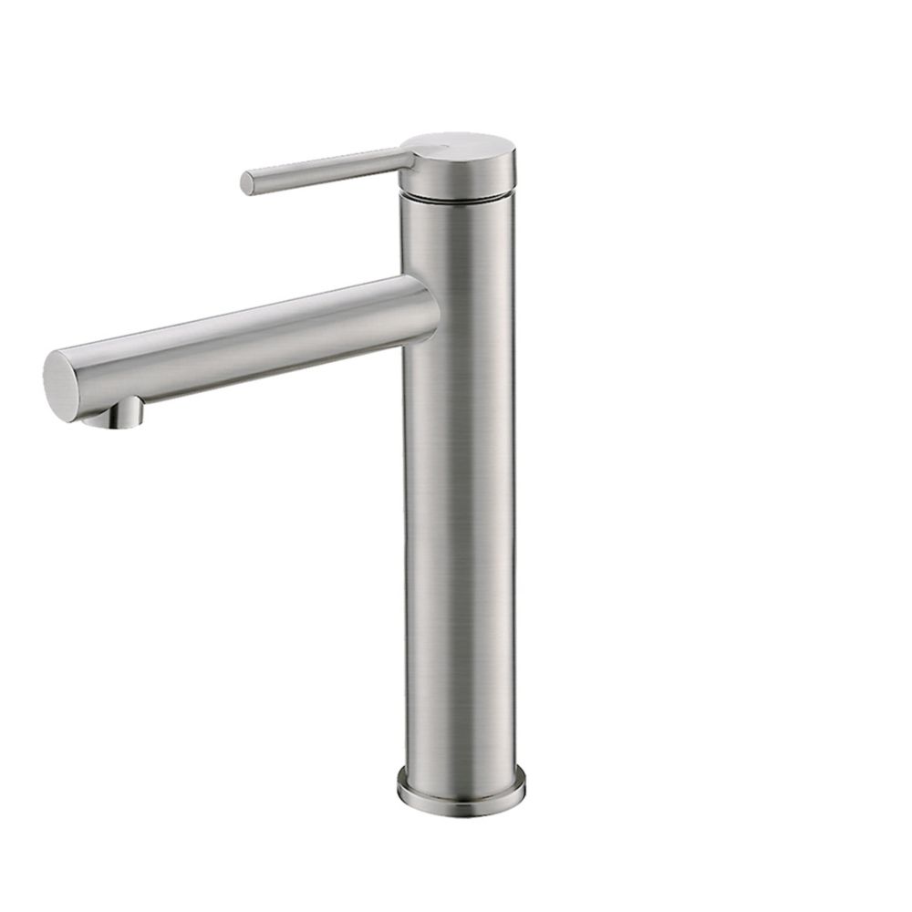 Stylish Single Handle Bathroom Vessel Sink Faucet, Brushed Stainless Steel Finish The Home