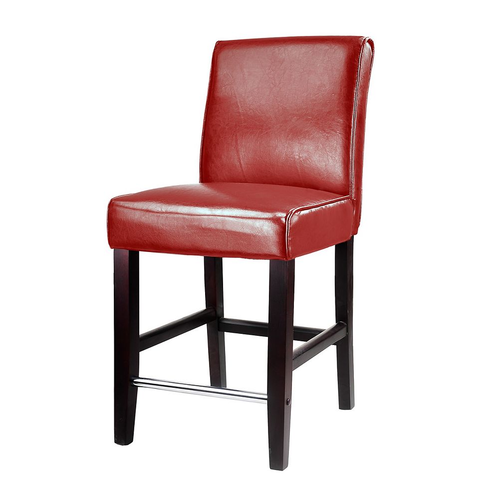 Corliving Antonio Leather Counter Height Bar Stool In Red The Home Depot Canada