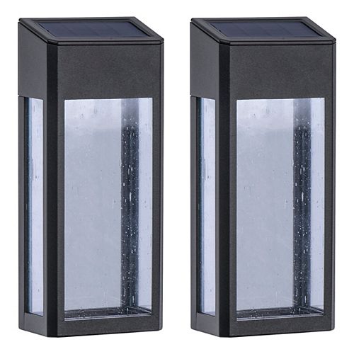 Seeded Glass Square Solar Powered Post Light (2-Pack)