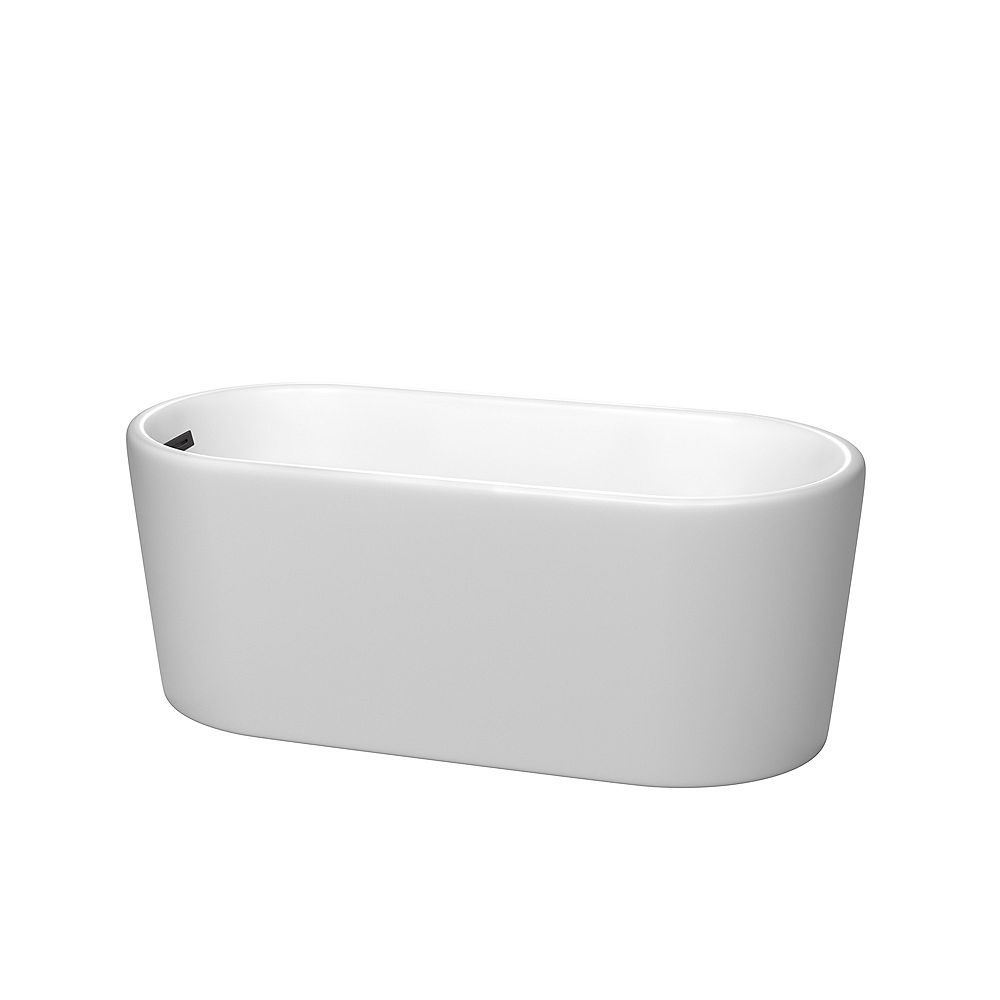 Wyndham Collection Ursula 59 inch Freestanding Matte White Bathtub with