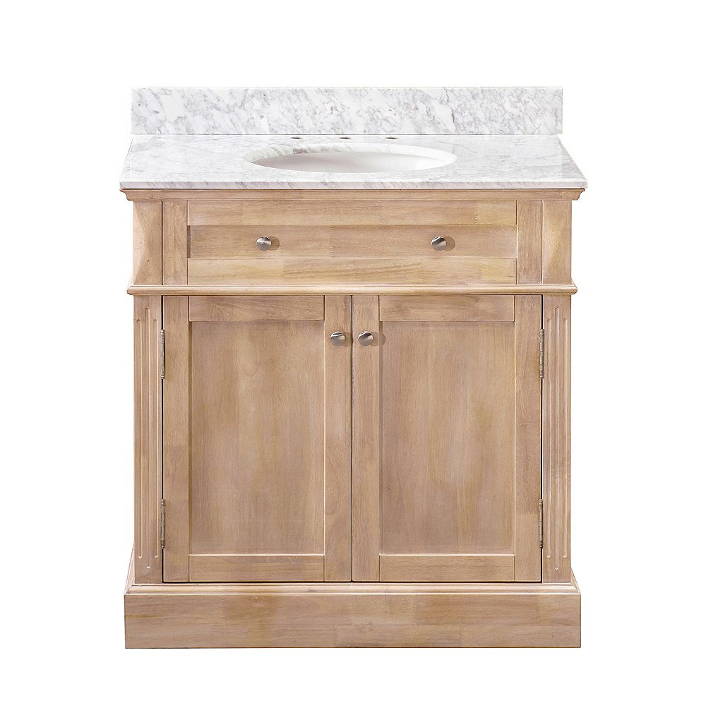 Sunjoy Blaire Brown 36 Inch W Modern Rustic Bathroom Vanity With Marble Vanity Top And Sin The Home Depot Canada