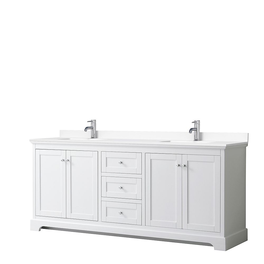Wyndham Collection Avery 80 Inch White, 55 Inch White Double Sink Vanity Dimensions